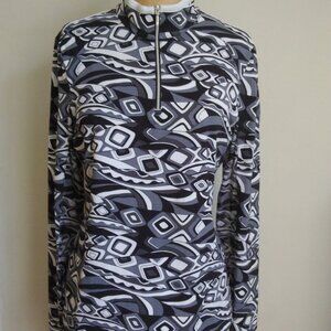 Black & White Golf Top Women's Large Long Sleeves